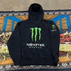 Black monster energy hoodie y2k size medium baggy skater fox racing affliction